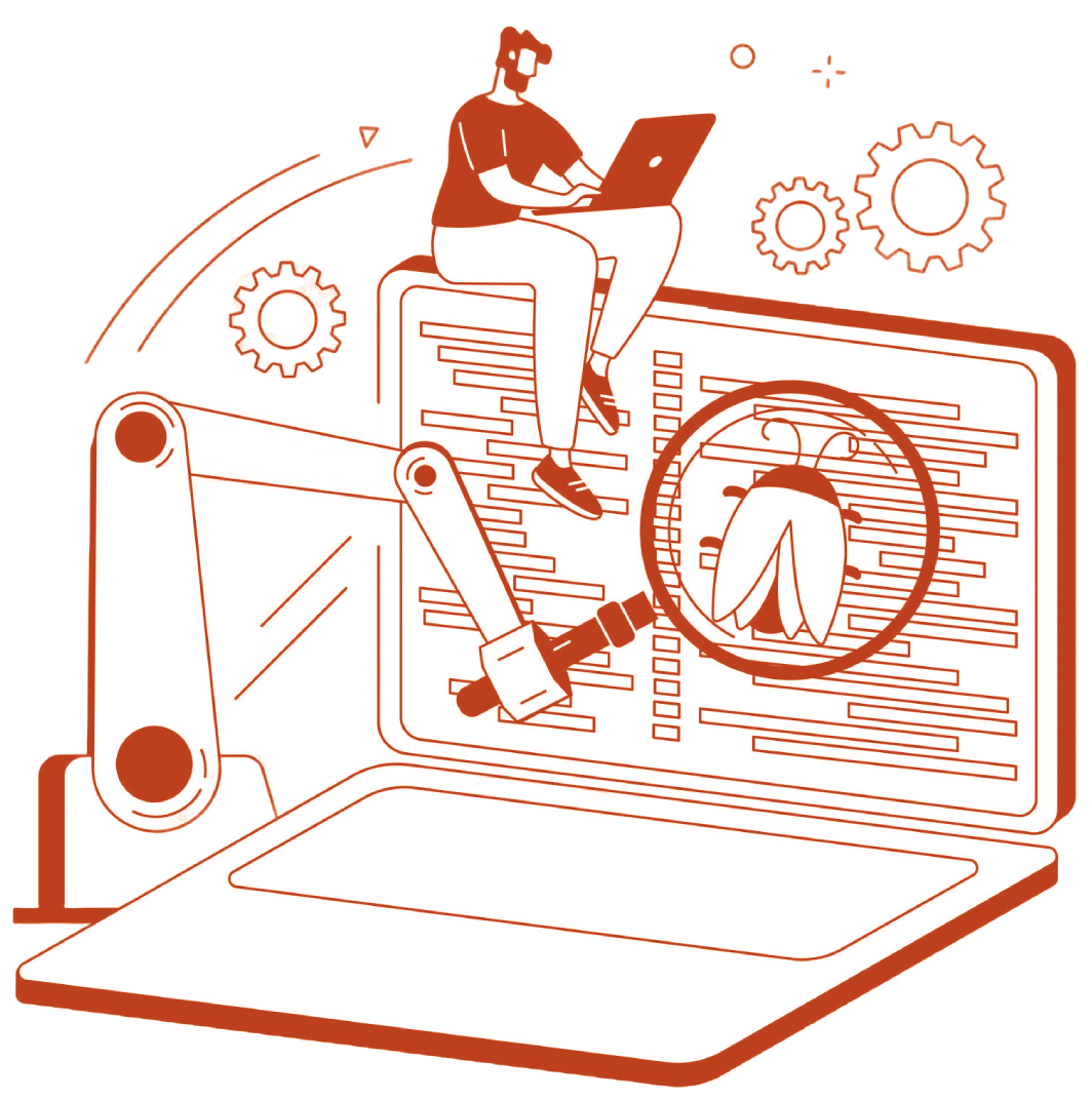 Developer finding bug illustration