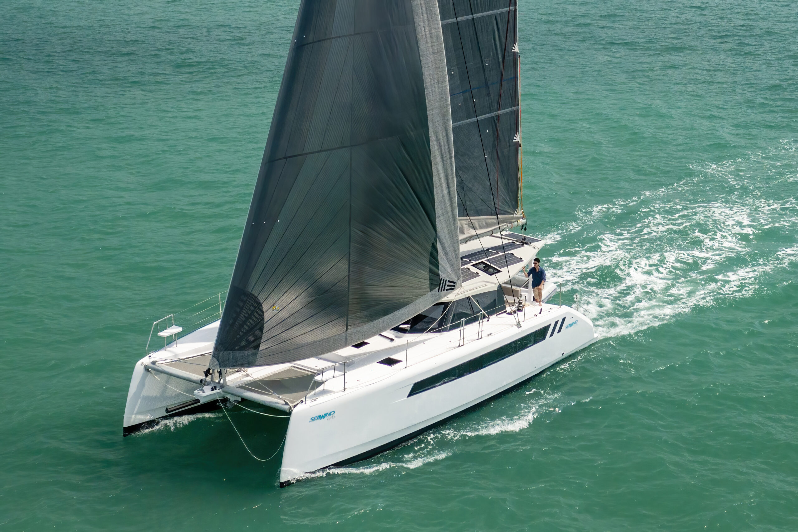 Project Seawind - A catamaran on beautiful green ocean